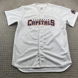 Edmonton Capitals Baseball Jersey Men Large L White Athletic Minor League Team